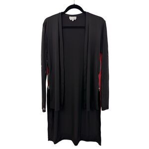 Anatomie Travel Dawn High Low Cardigan Women Sz M Wrinkle Free Black Red Zippers